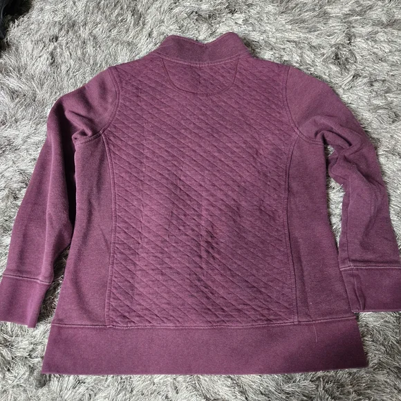 L.L. Bean Quilted Quarter-Zip Pullover Deep Wine Medium - Picture 7 of 8